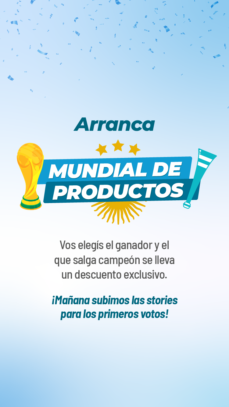 Historia original que anuncia el Mundial de Productos y la participación con descuento